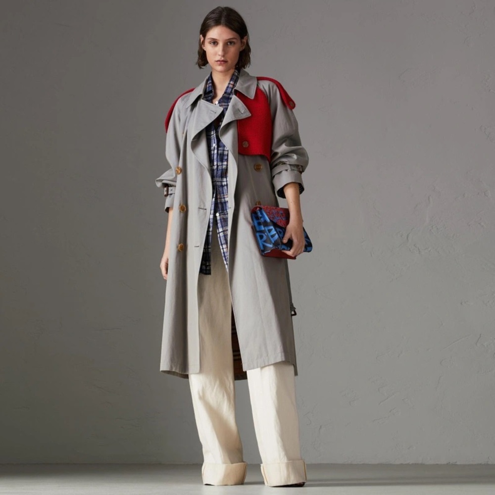 Burberry Knit-detail Tropical Gabardine Trench Coat
